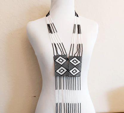 Black and white Xhosa Necklace.  Unisex jewelry