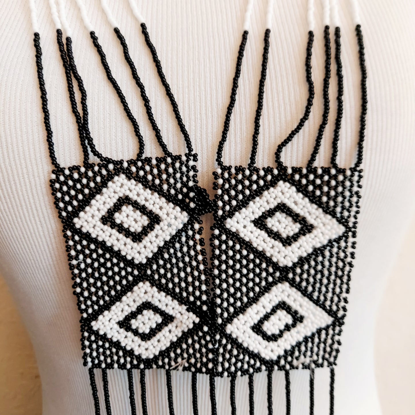 Black and white Xhosa Necklace.  Unisex jewelry