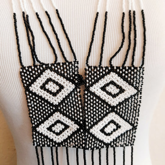 Black and white Xhosa Necklace.  Unisex jewelry