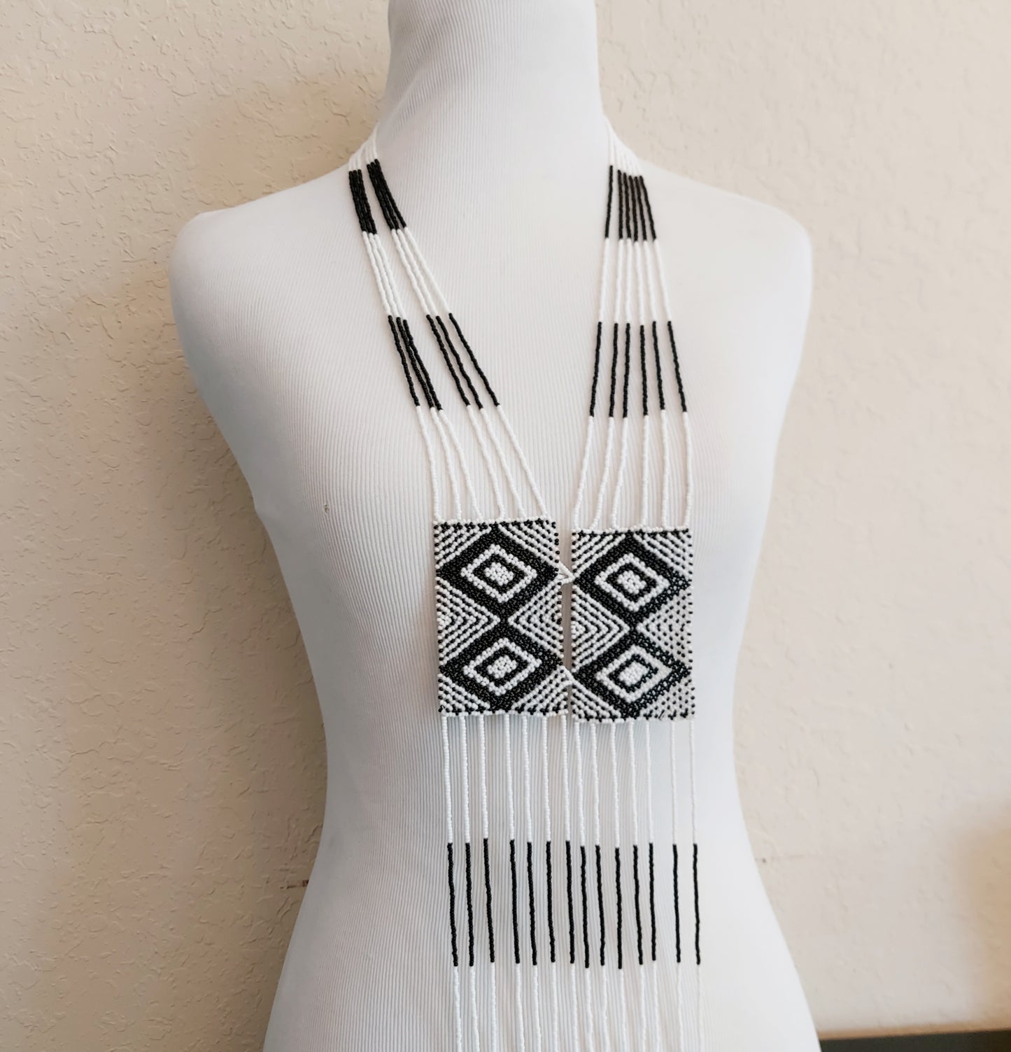 Black and white Xhosa Necklace.  Unisex jewelry