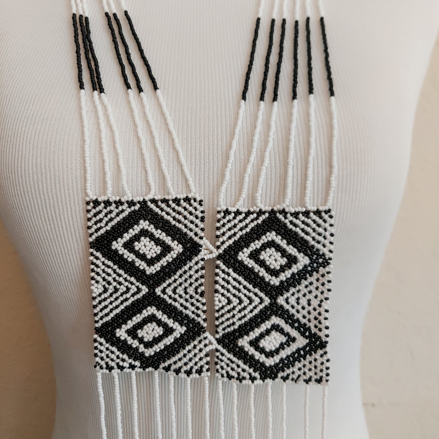 Black and white Xhosa Necklace.  Unisex jewelry