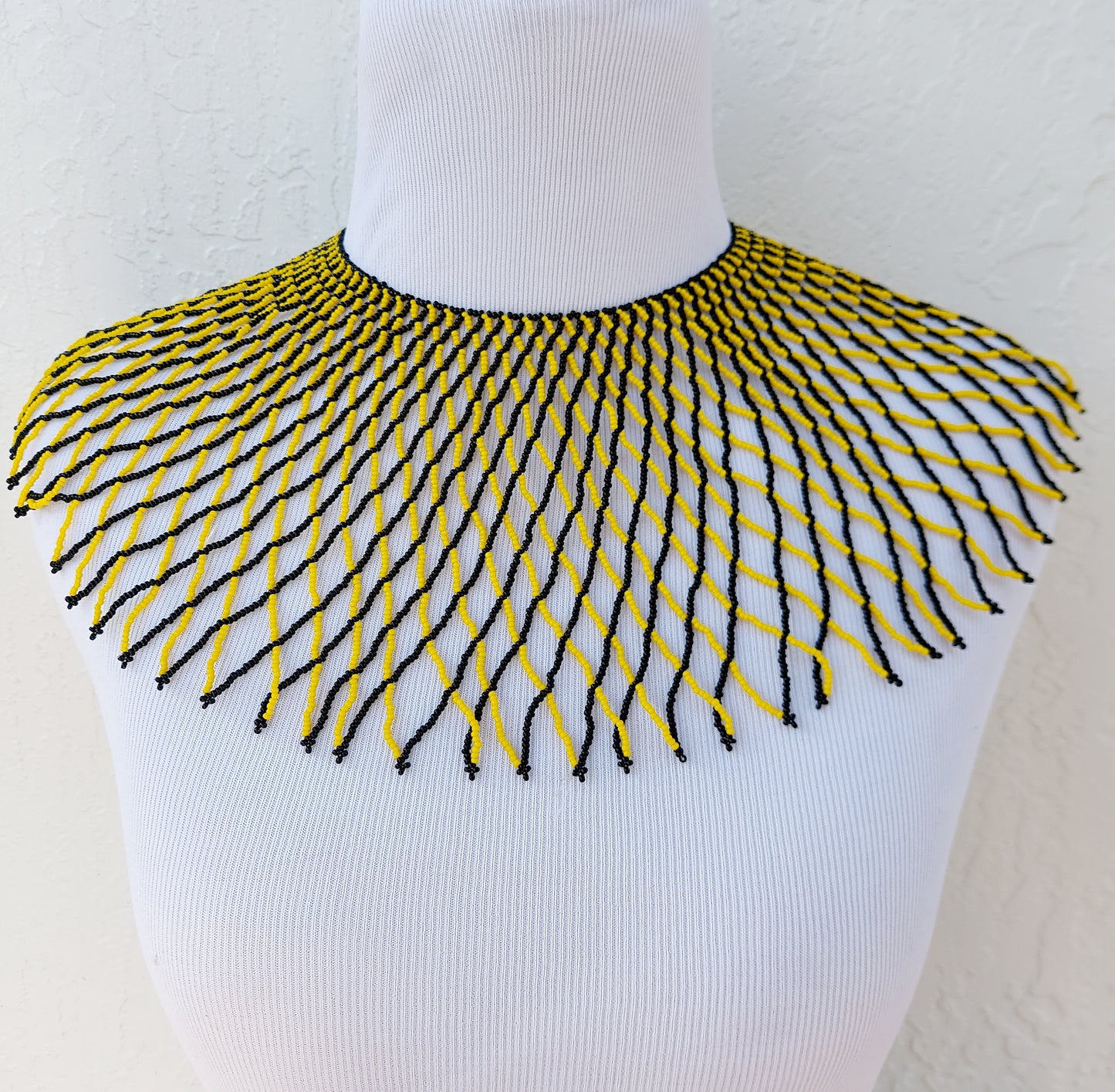 Yellow and black Bib Zulu Necklace