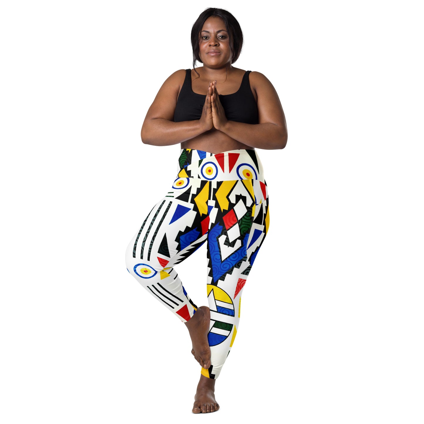 Ndebele Print Crossover leggings with pockets