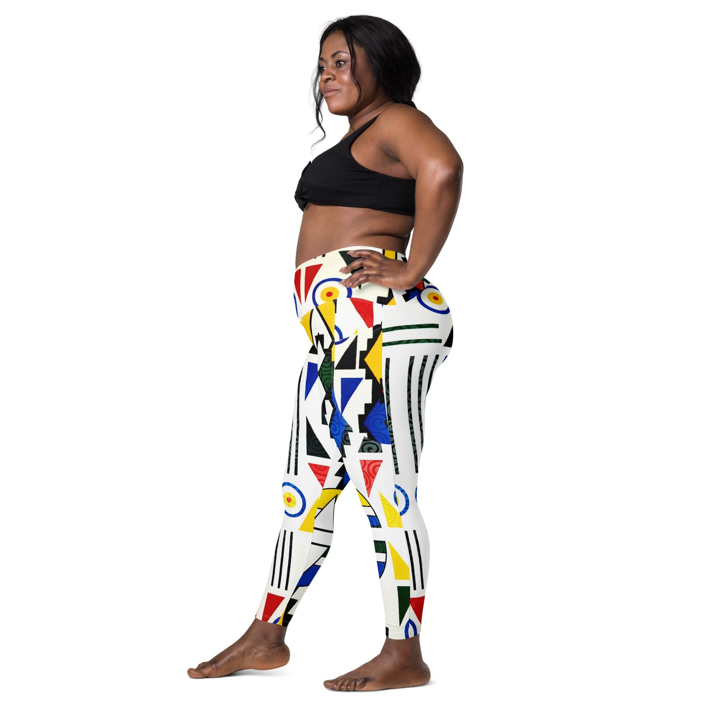 Ndebele Print Crossover leggings with pockets