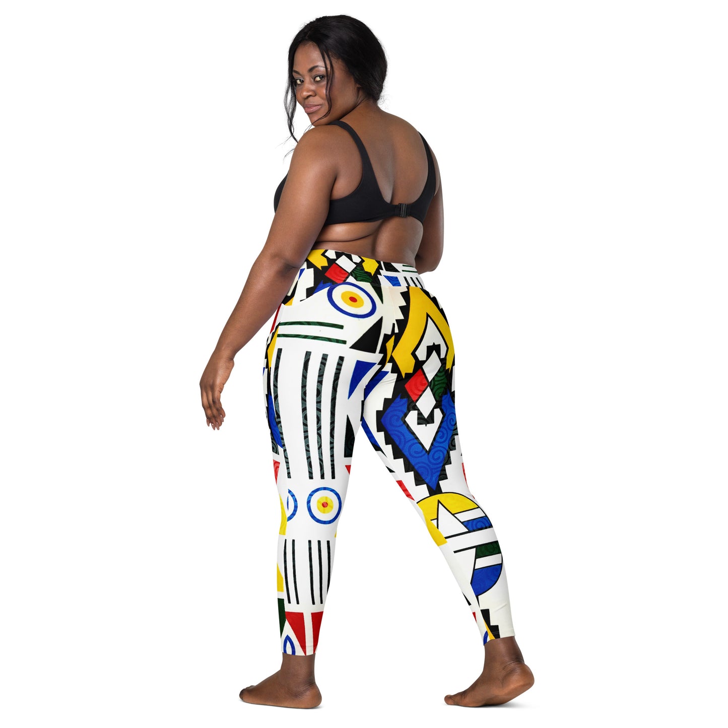 Ndebele Print Crossover leggings with pockets