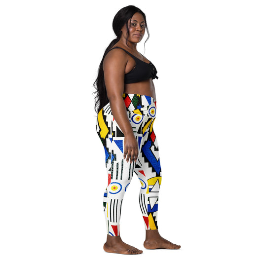 Ndebele Print Crossover leggings with pockets