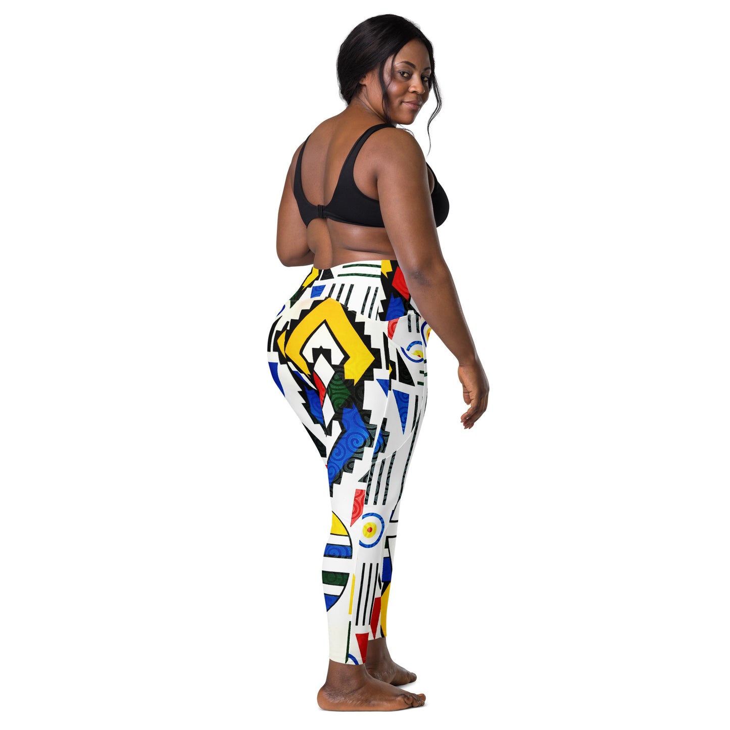 Ndebele Print Crossover leggings with pockets