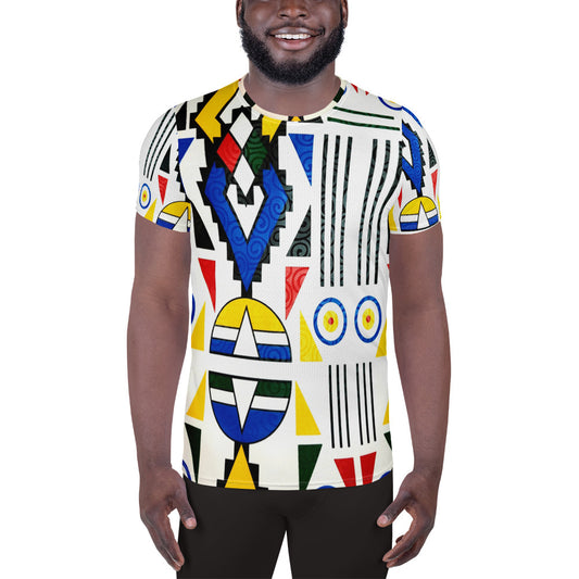 Ndebele Print All-Over Print Men's Athletic T-shirt