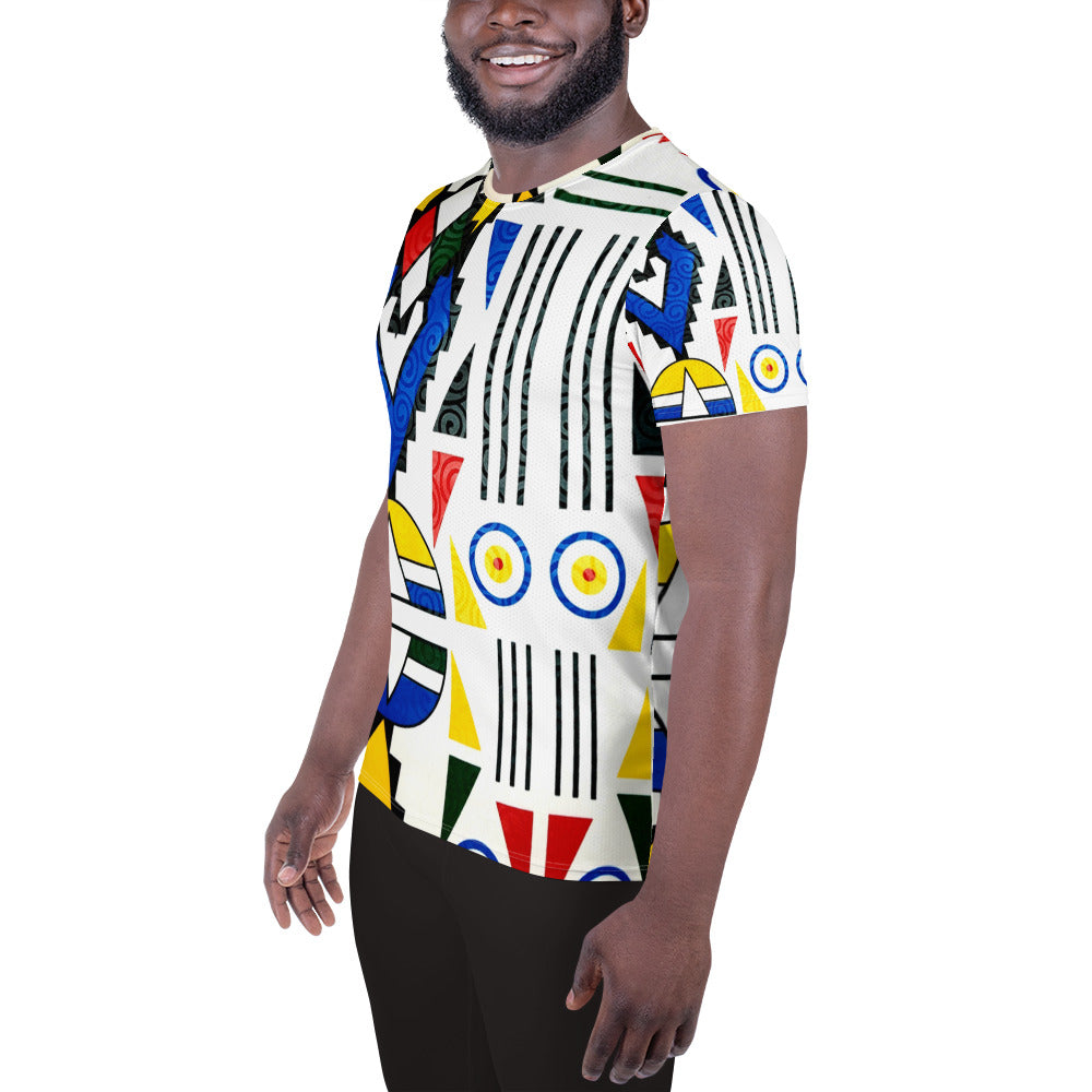 Ndebele Print All-Over Print Men's Athletic T-shirt