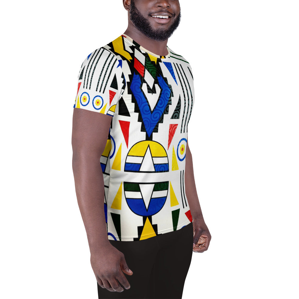 Ndebele Print All-Over Print Men's Athletic T-shirt