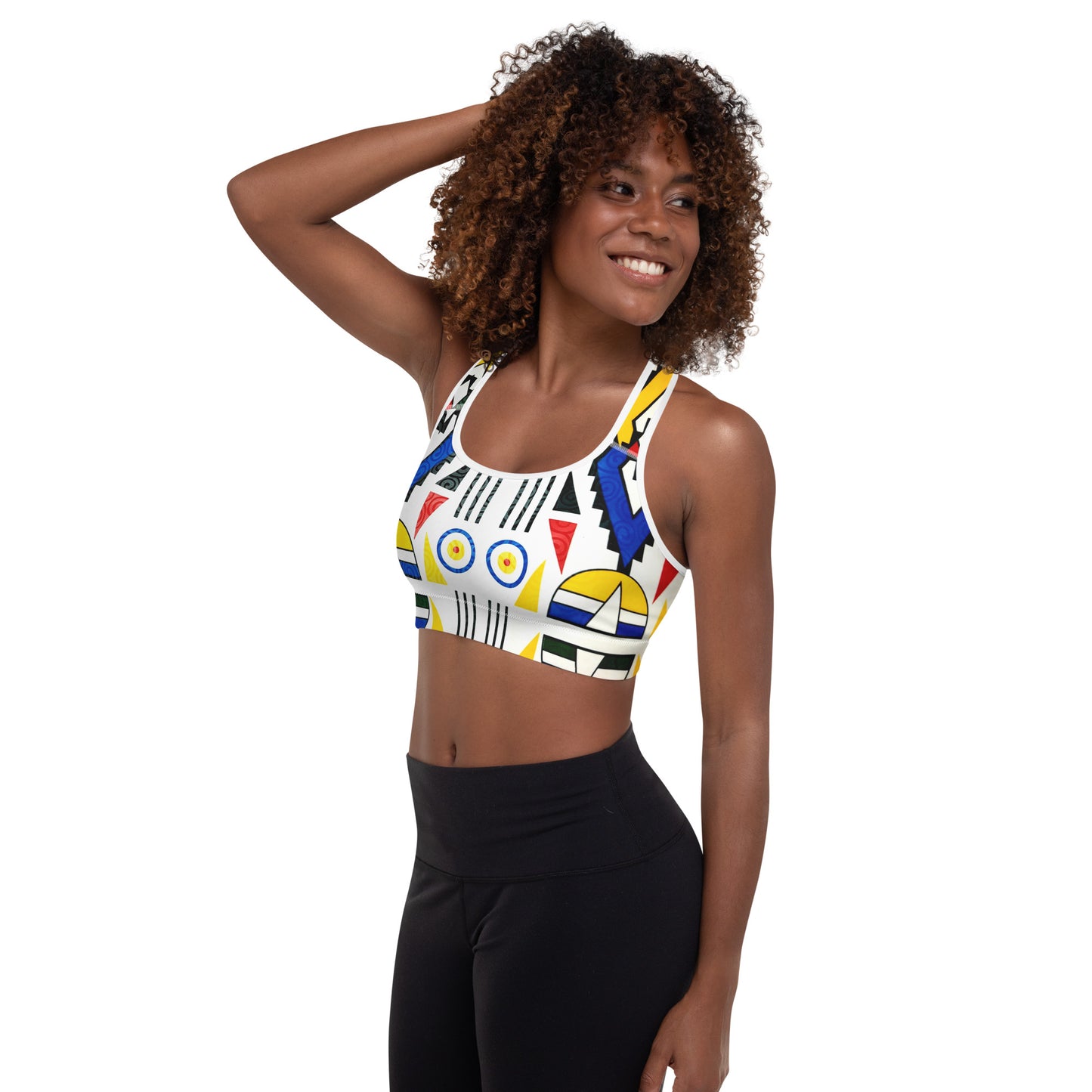 Ndebele Print Padded Sports Bra