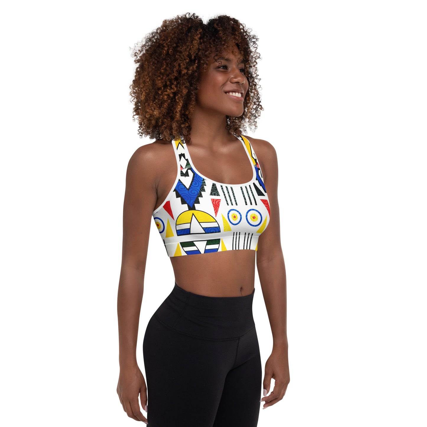 Ndebele Print Padded Sports Bra