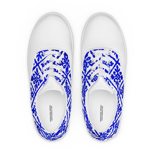 Ancestral Blue Njeti Men’s lace-up canvas shoes