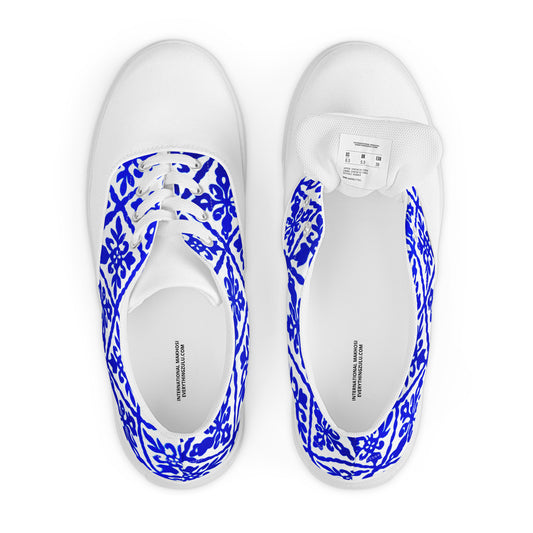 Ancestral Blue Njeti Women’s lace-up canvas shoes