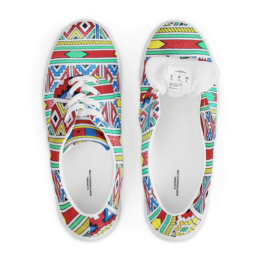 Ndebele Print Women’s lace-up canvas shoes