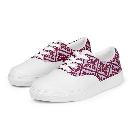 Ancestral Maroon Njeti Women’s lace-up canvas shoes