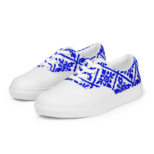 Ancestral Blue Njeti Women’s lace-up canvas shoes