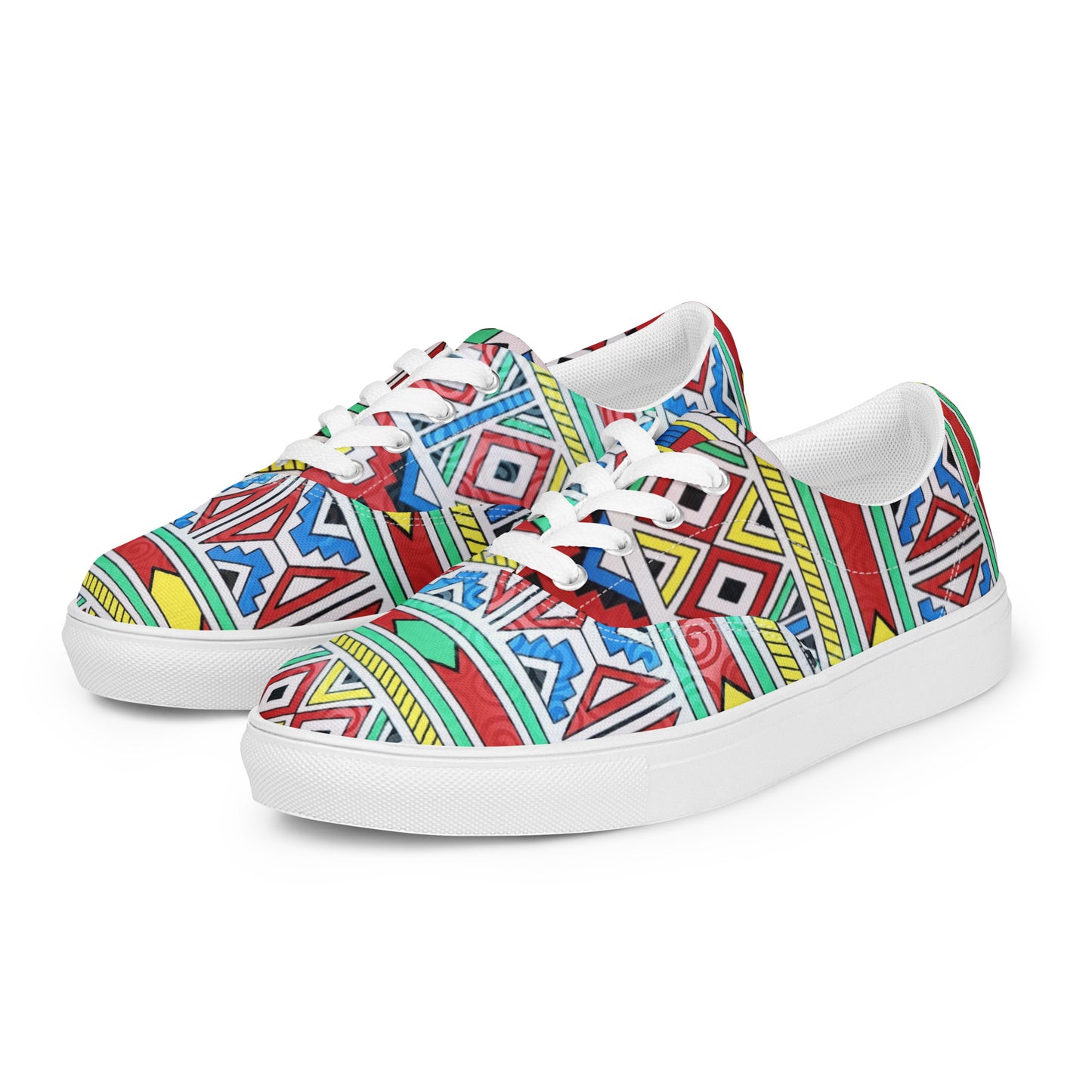 Ndebele Print Women’s lace-up canvas shoes